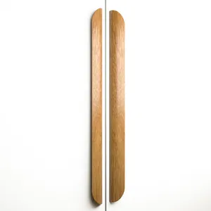 Long half oval wood cabinet knobs for bedroom solid wood